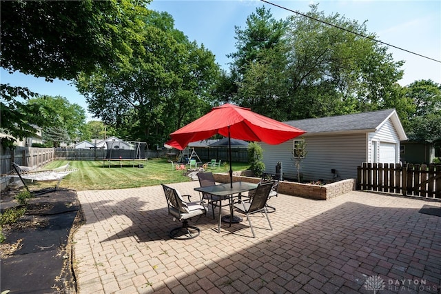 view of patio featuring a trampoline