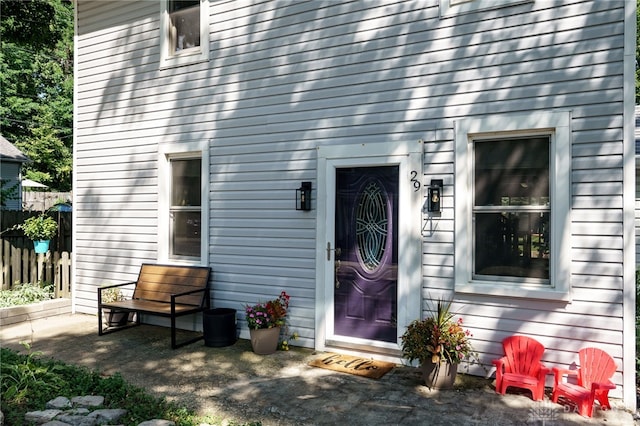 doorway to property featuring a patio area