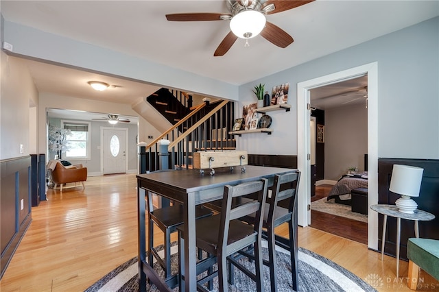 dining area with light hardwood / wood-style flooring