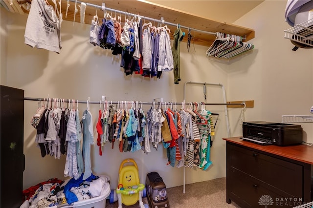 walk in closet featuring carpet