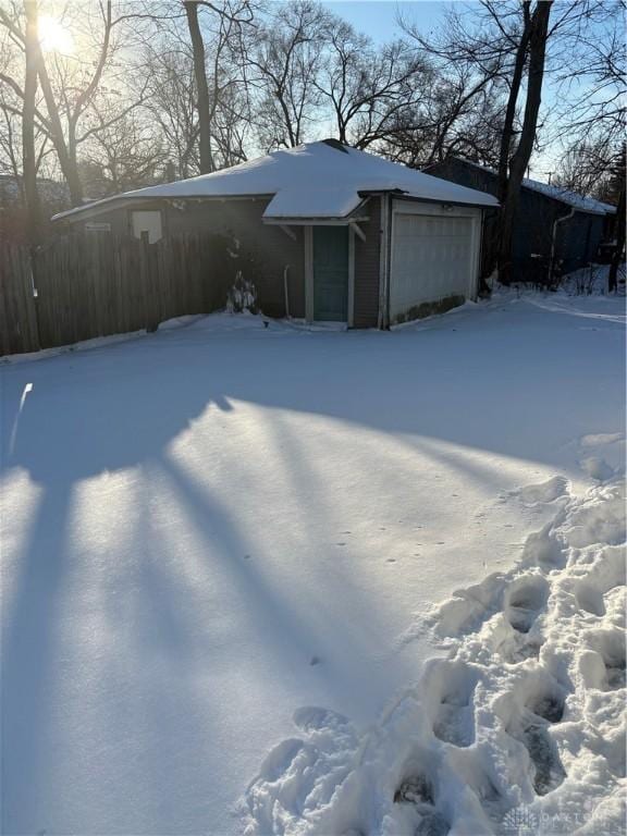 exterior space with a garage