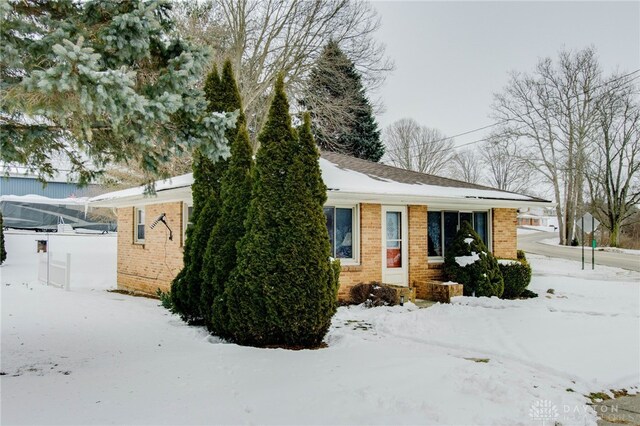 view of snow covered exterior