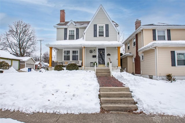 view of front of home with covered porch