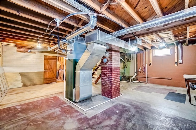 basement with heating unit