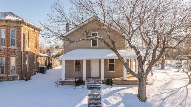 view of front of home featuring cooling unit