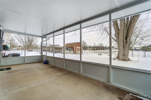 view of unfurnished sunroom