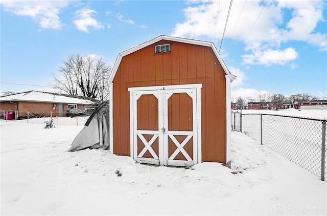 view of snow covered structure