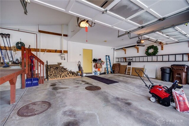 garage with a garage door opener