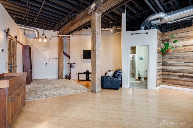 interior space with light hardwood / wood-style floors