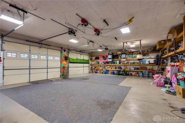 garage with a garage door opener