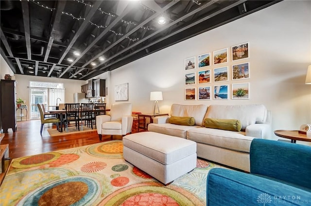 living room with wood-type flooring