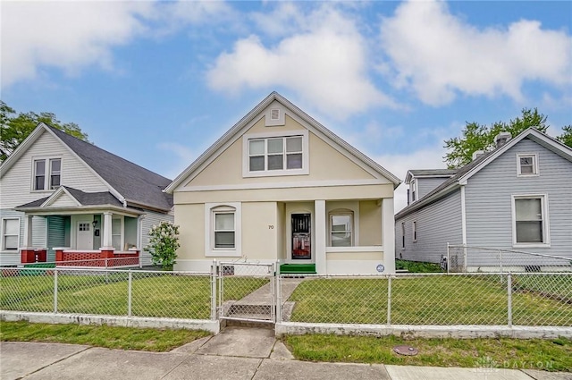 view of front facade with a porch and a front yard