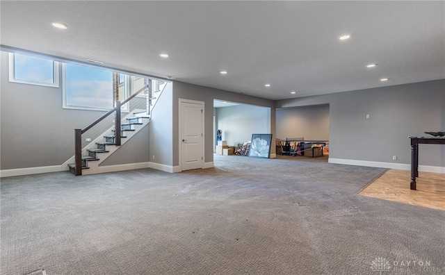 basement with carpet floors