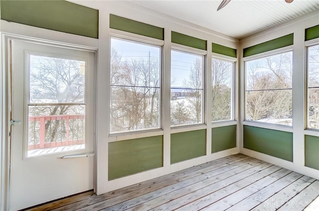 view of unfurnished sunroom