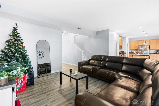 living room featuring hardwood / wood-style flooring