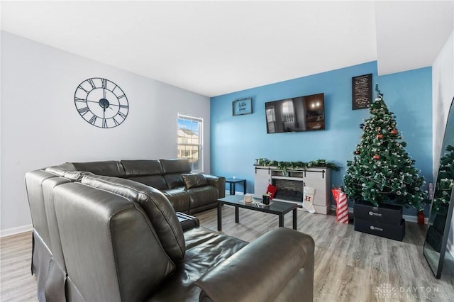 living room with light wood-type flooring