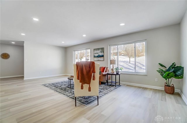 living room with light wood-type flooring