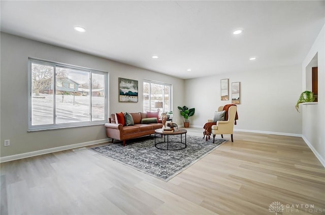 living room featuring light hardwood / wood-style flooring