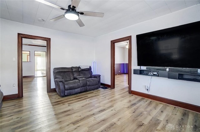 living room with light hardwood / wood-style floors