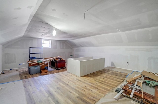 additional living space with lofted ceiling and wood-type flooring