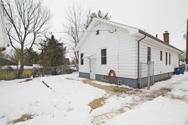 view of snow covered exterior