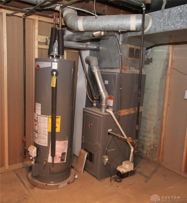 utilities with gas water heater and heating unit