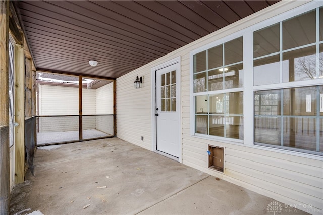 view of unfurnished sunroom