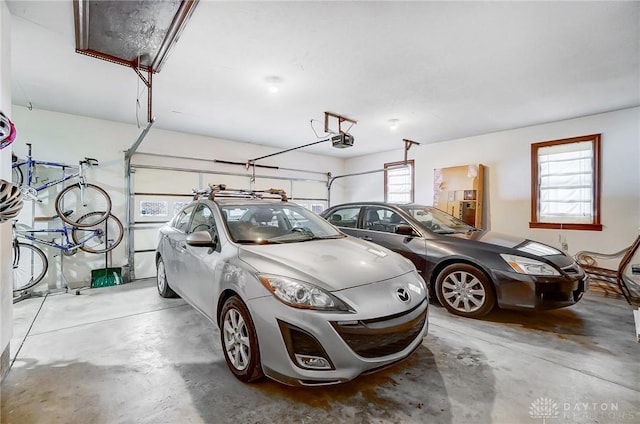 garage with a garage door opener