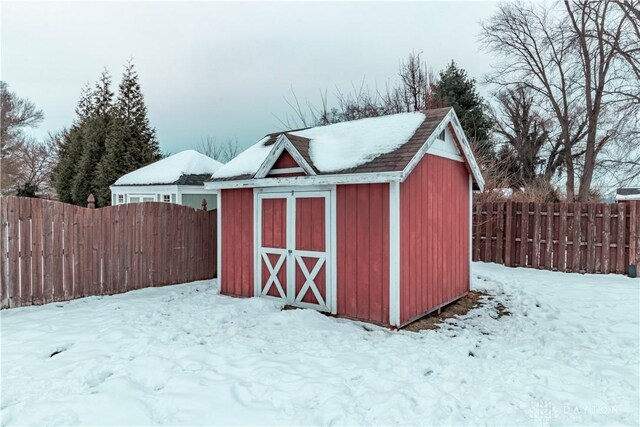 view of snow covered structure