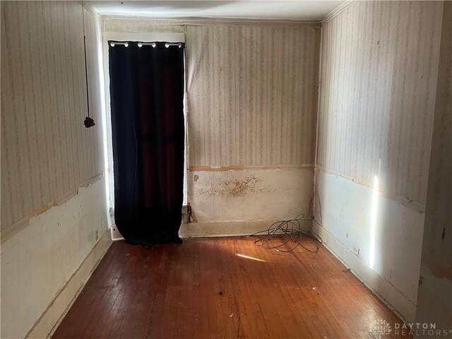 spare room featuring dark wood-type flooring