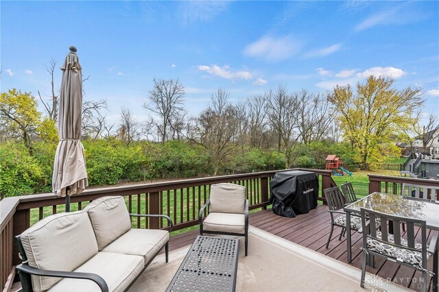 deck with a playground