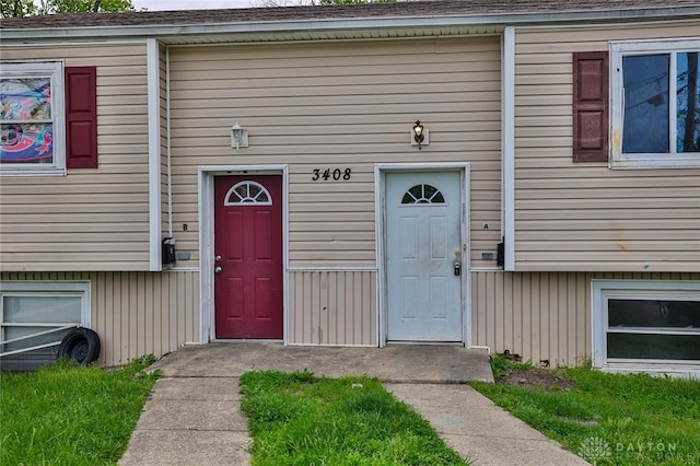 entrance to property with board and batten siding