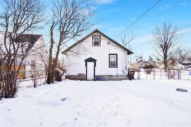 view of snow covered property