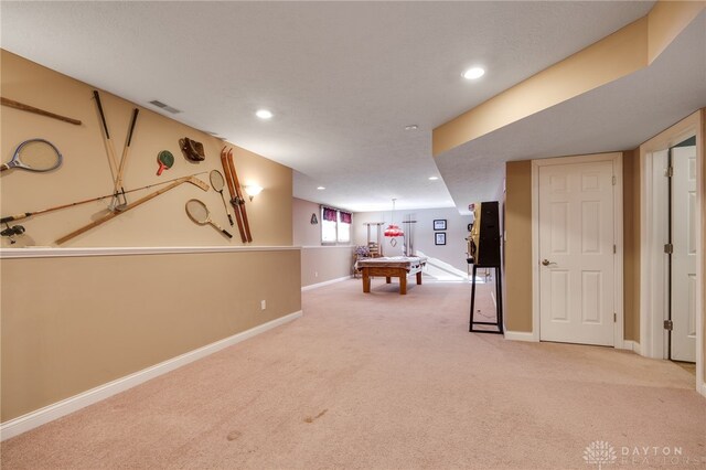 playroom featuring carpet and pool table