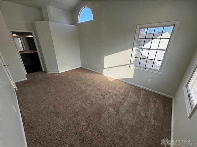 unfurnished bedroom with carpet floors, multiple windows, and baseboards