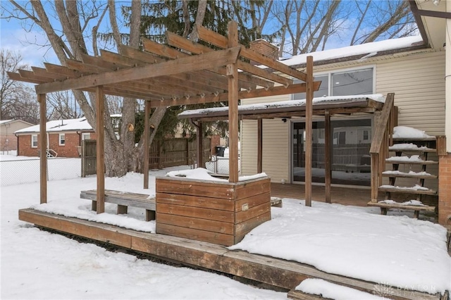 view of snow covered patio