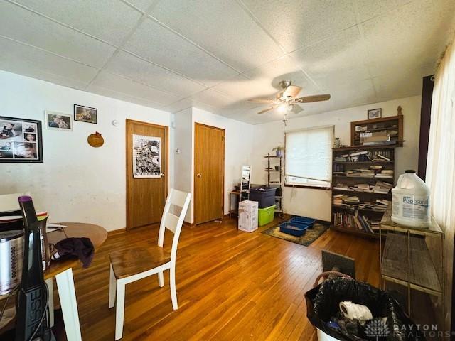 interior space featuring hardwood / wood-style flooring and ceiling fan