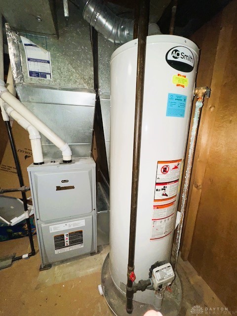 utility room featuring water heater