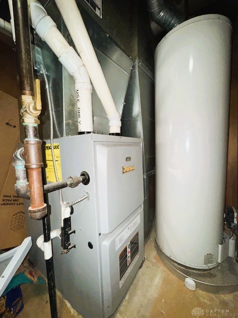 utility room with gas water heater