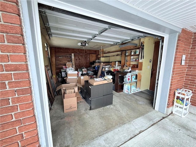 garage with a garage door opener