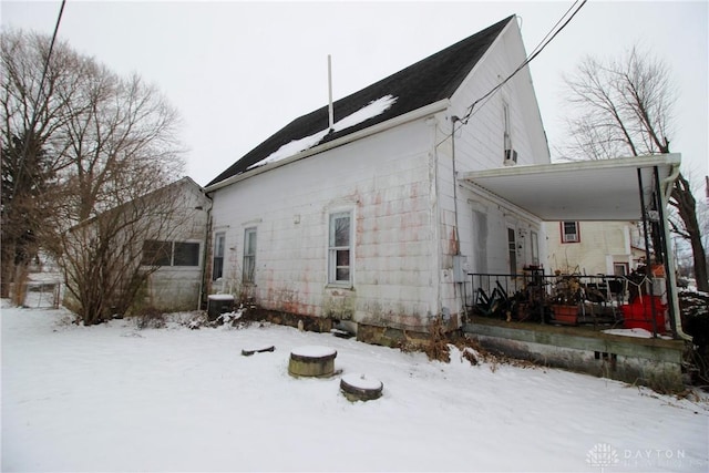 view of snow covered exterior