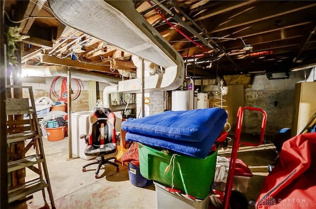 basement with water heater