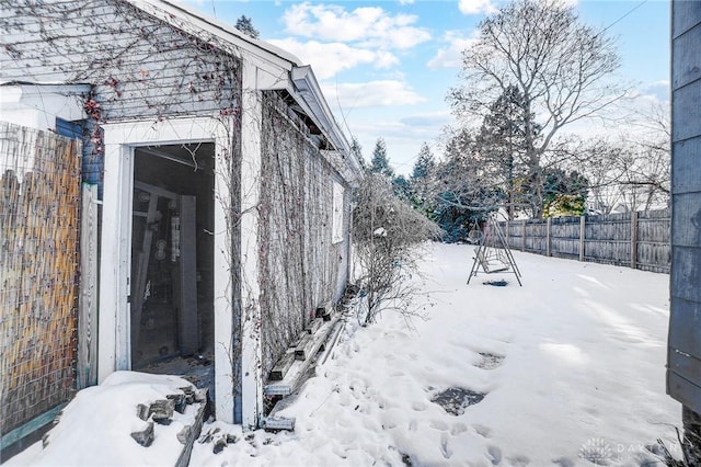 view of snowy exterior