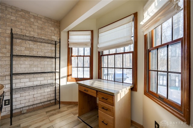 home office featuring light hardwood / wood-style flooring and plenty of natural light