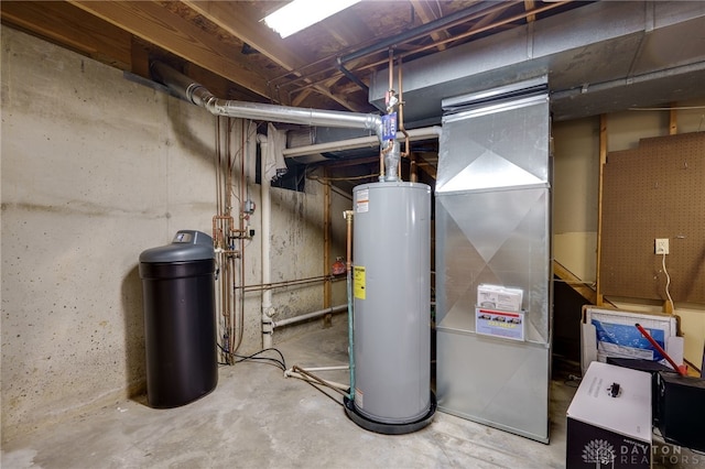 utility room with gas water heater