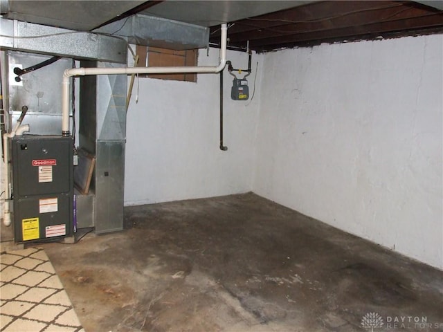 basement with heating unit