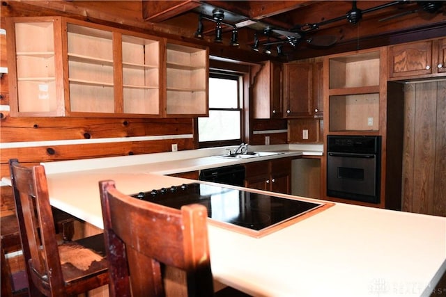 kitchen with black appliances and sink