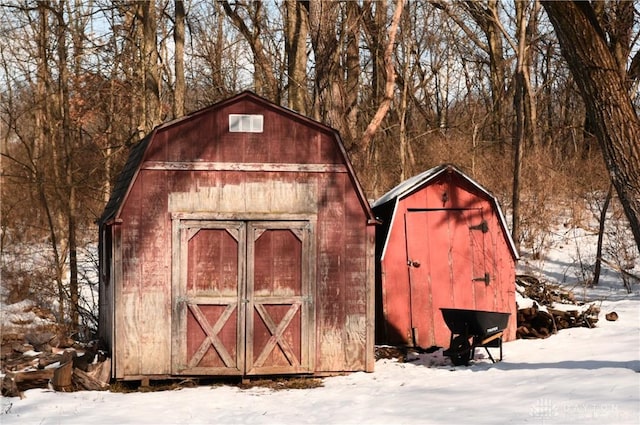 view of snow covered structure