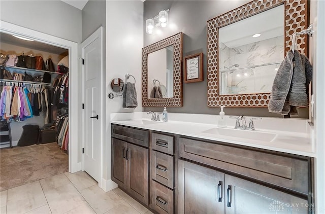 bathroom with vanity and tile patterned floors