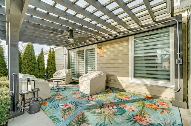 view of patio featuring a pergola